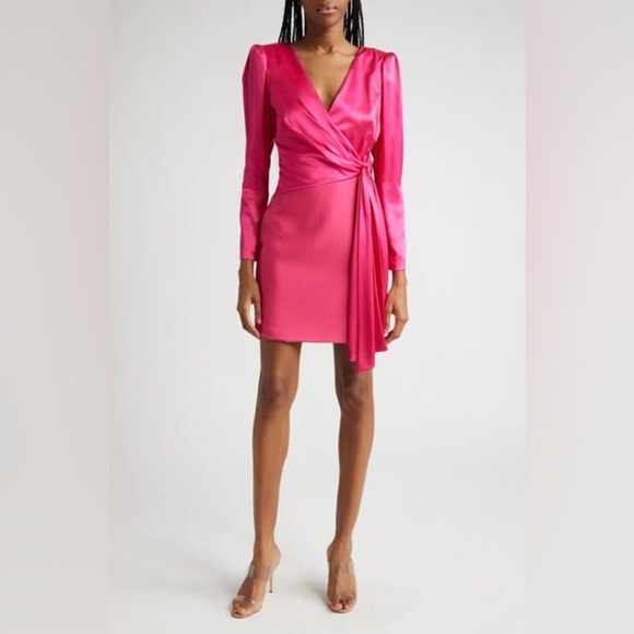 NWOT Cinq a Sept Layne Dress Faux Wrap Dress Pink Dahlia Size 2 - Picture 2 of 8